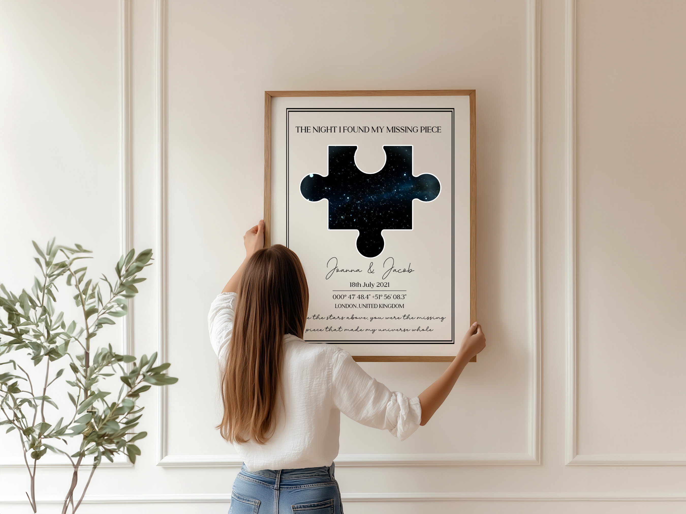 The Night I found my Missing Piece - Personalised Constellation Star Map Art Print 