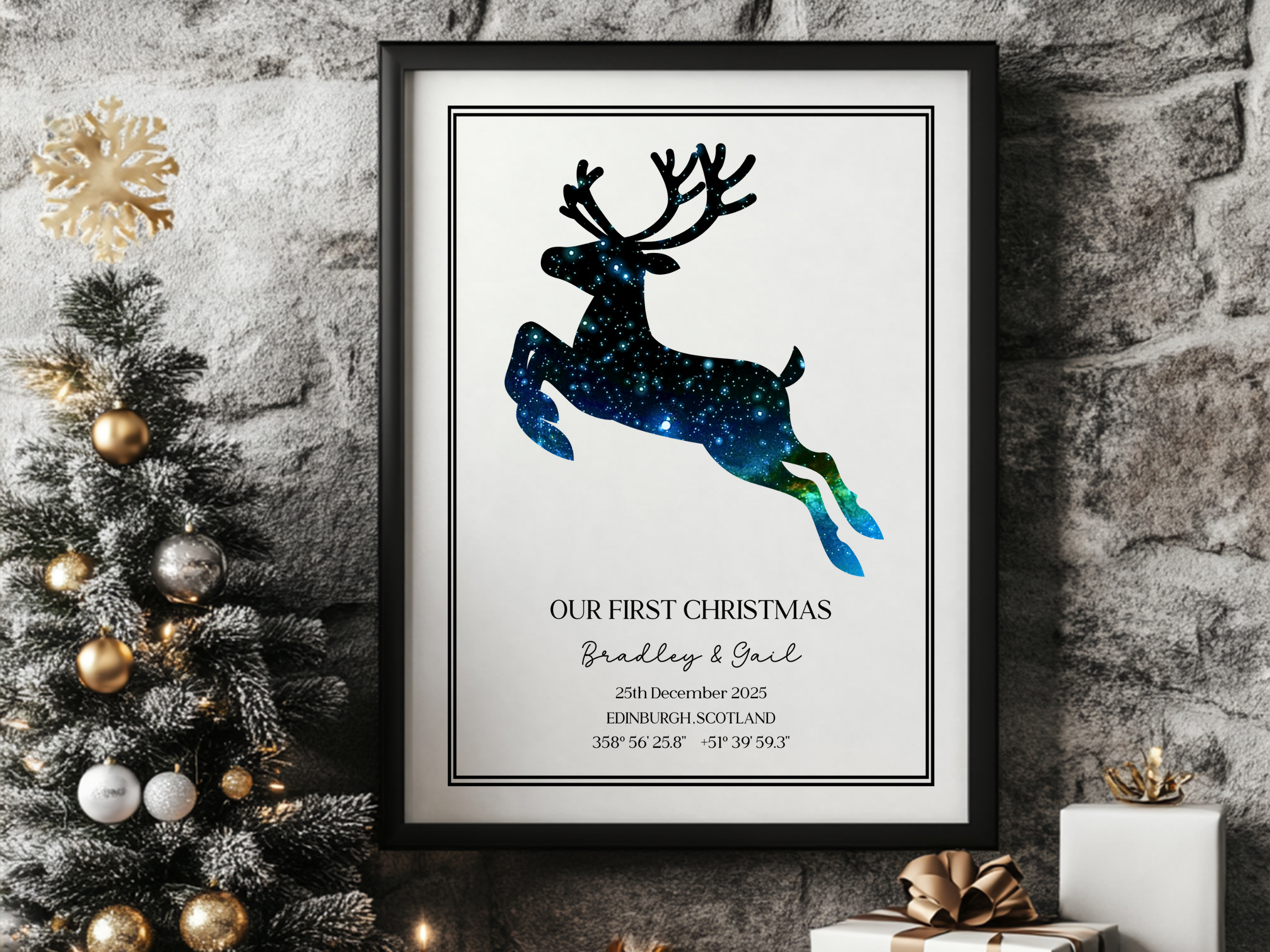 Our First Christmas - Personalised Constellation Star Map Art Print