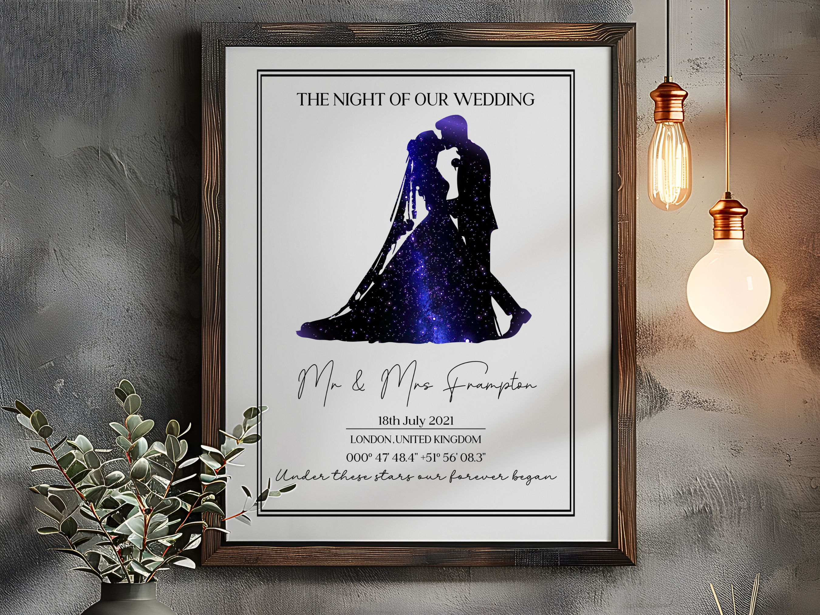 The Night of our Wedding - Personalised Constellation Star Map Art Print 