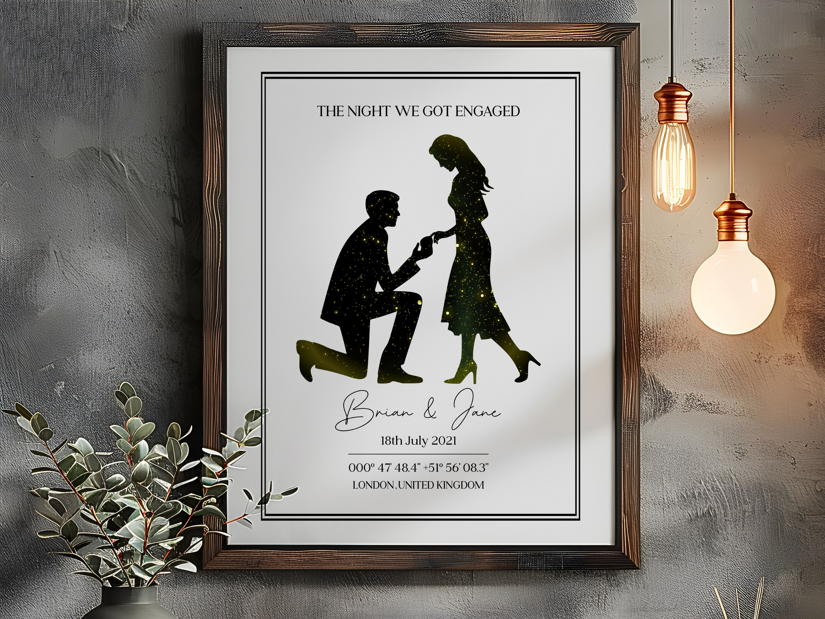 The Night we got Engaged - Personalised Constellation Star Map Art Print 