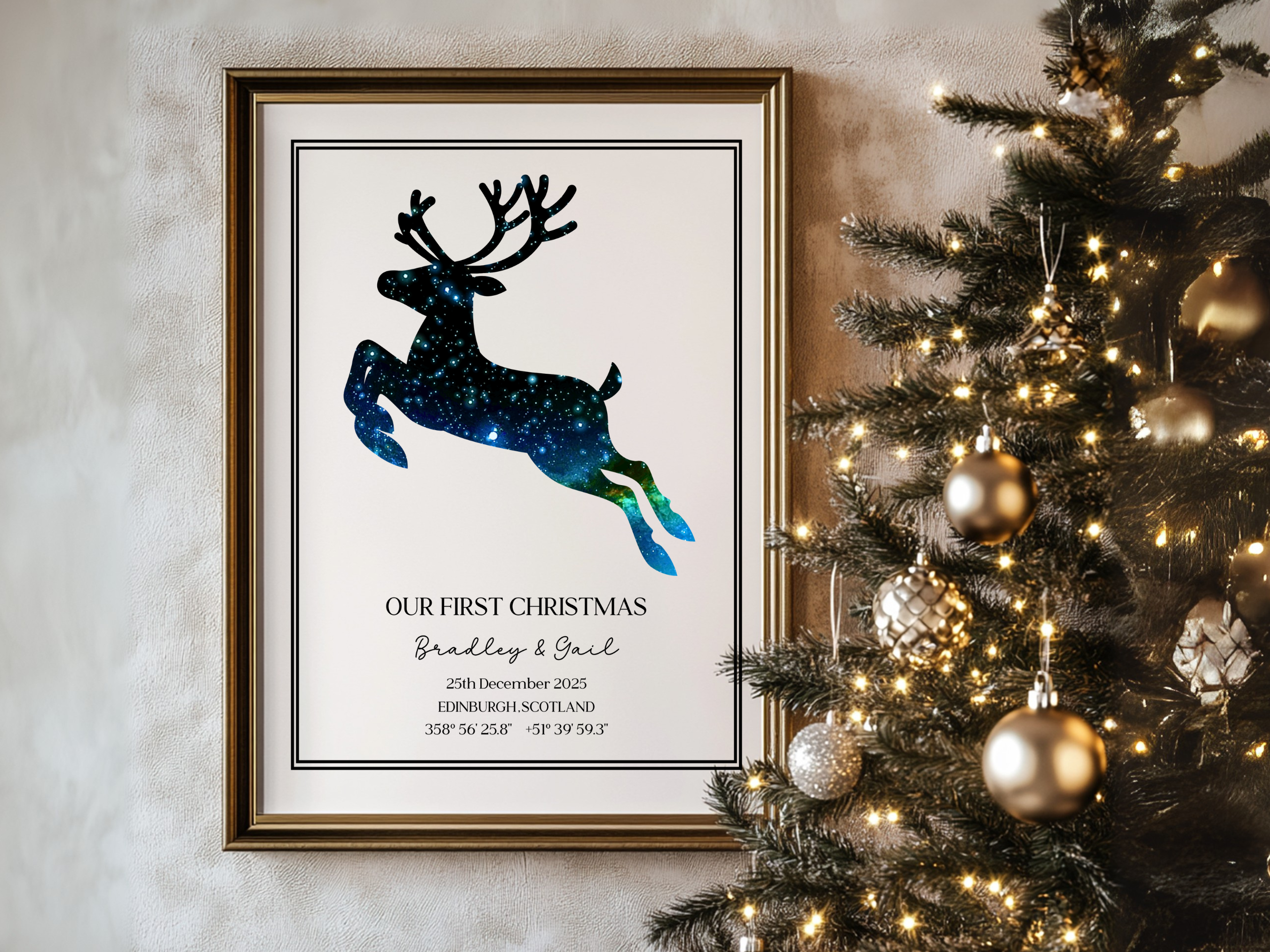 Our First Christmas - Personalised Constellation Star Map Art Print 