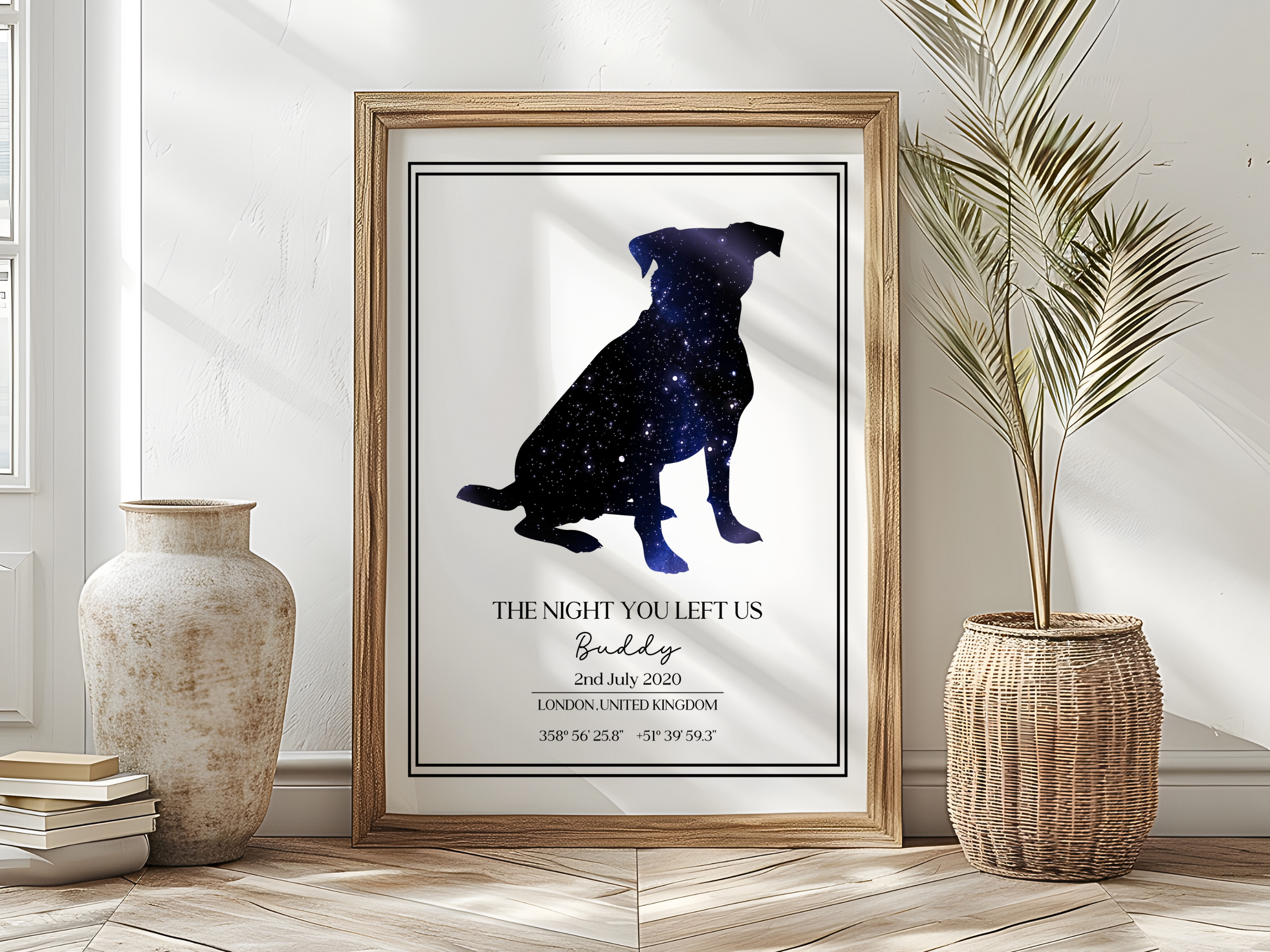 The Night you left us - Personalised Beloved Pet Dog Constellation Star Map Art Print