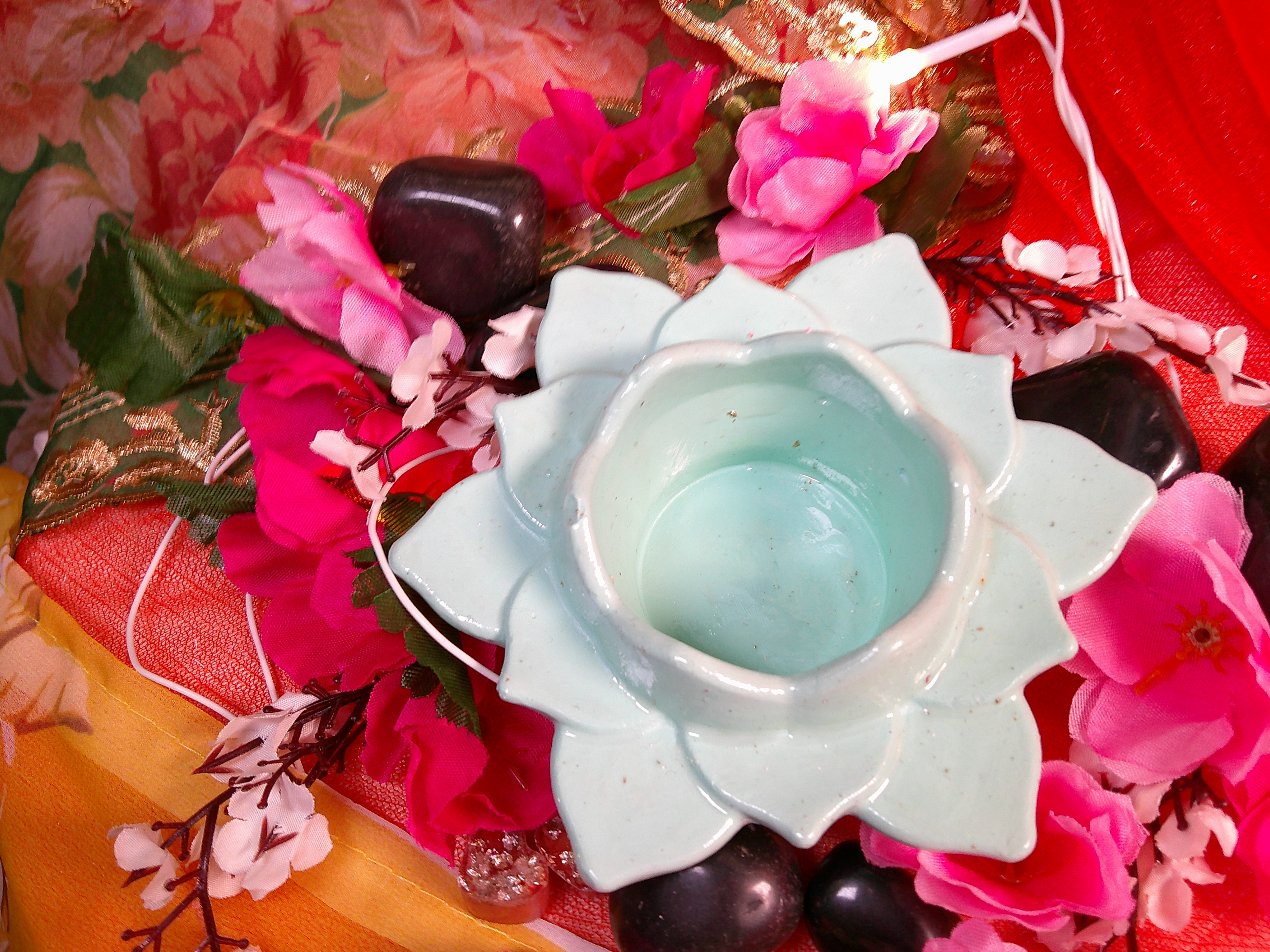 Green Lotus-Shaped Lamp(Diya)