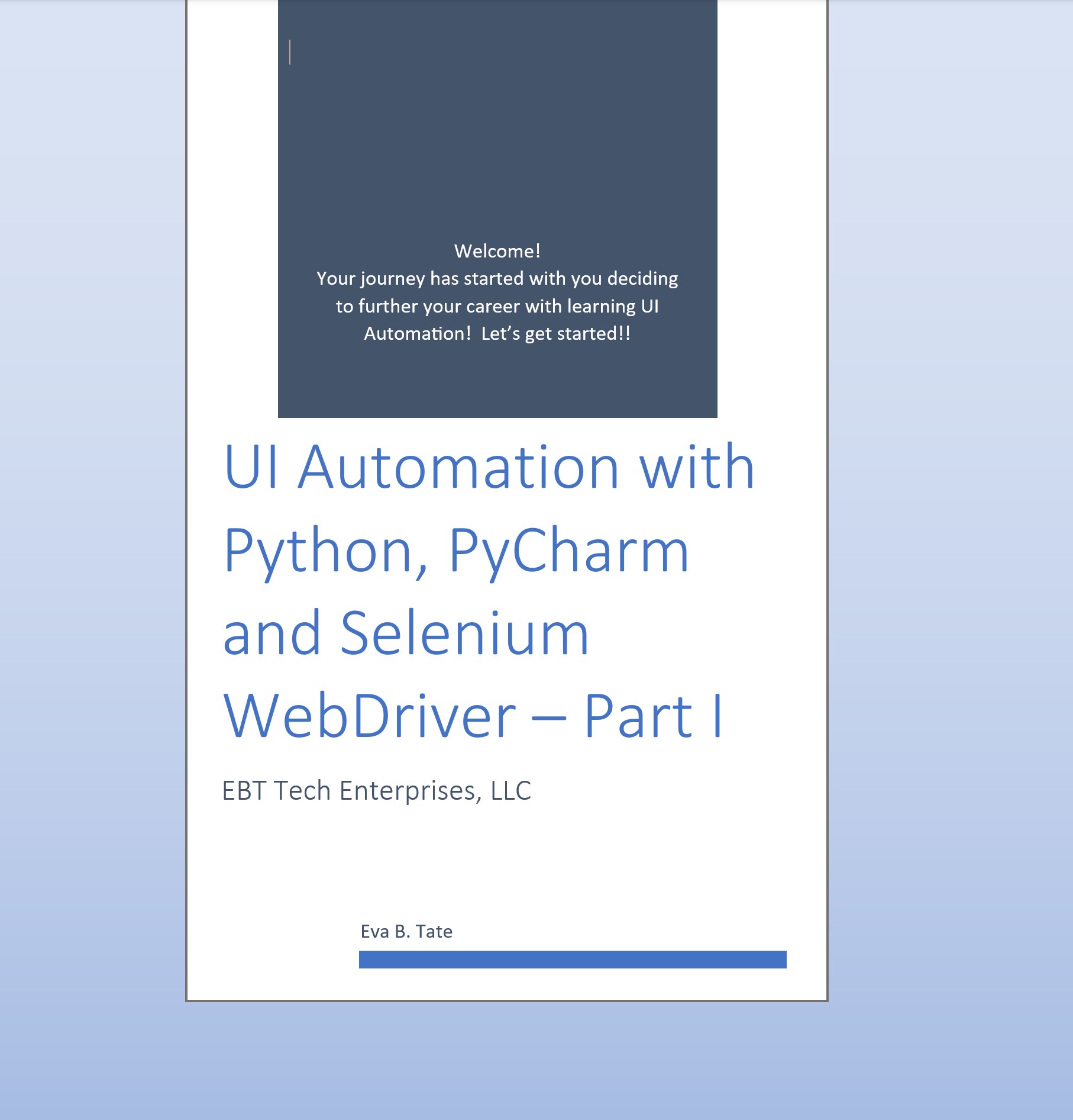 Kickstart UI Automation with Python, PyCharm and Selenium WebDriver – Part I