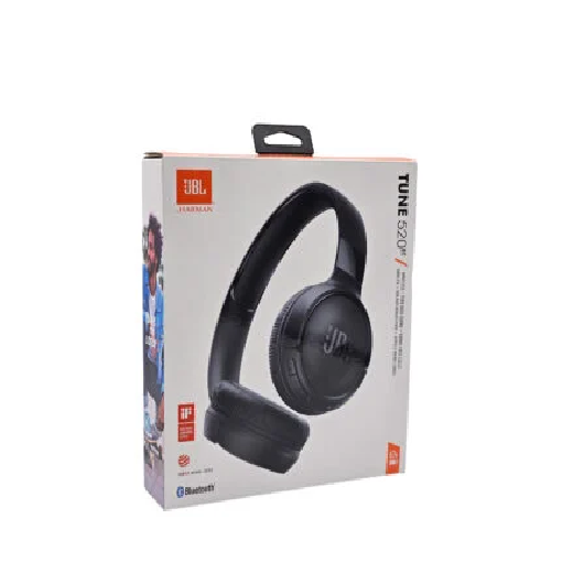 JBL Tune 520 BT Original Wireless On-Ear Headphones with Purebass Sound: black