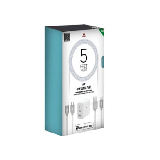 LBT 42W ULTRA FAST WALL CHARGER AND CABLE USB TO LIGHTNING  5 FEET