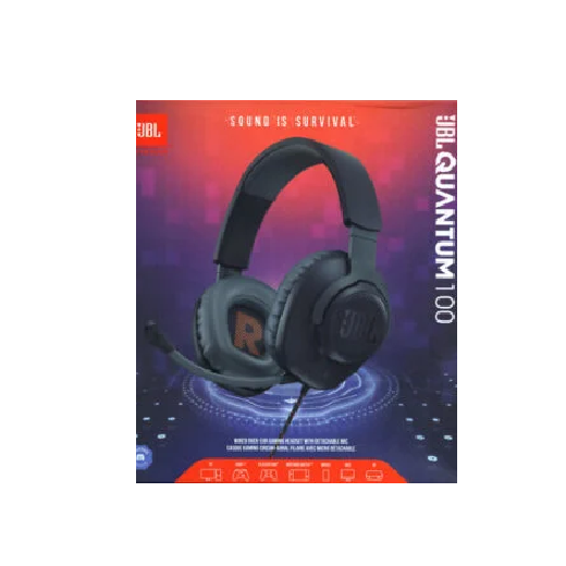 JBL Quantum 100 Wired Over-Ear Gaming Headset with Detachable Mic and 3.5mm Audio Cable - Black