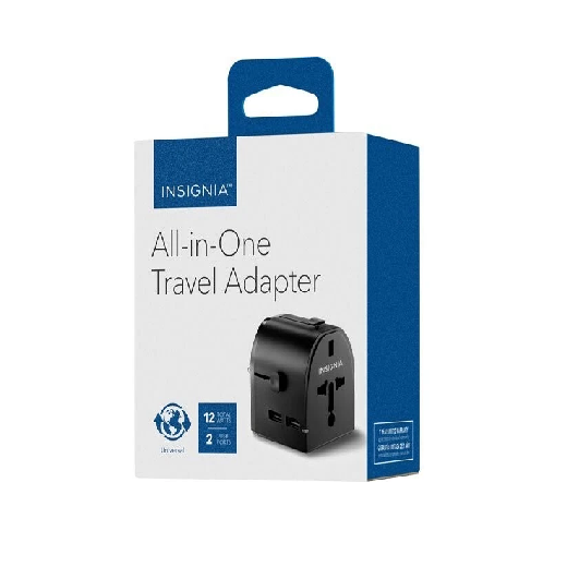 Insignia- All-in-One Travel Adapter with 2 USB Ports - Black
