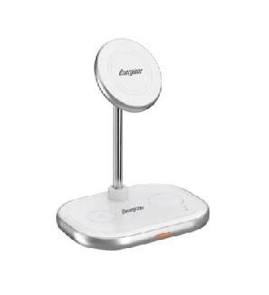 Energizer 3-in-1 7.5W Magnetic Wireless Charging Stand - White/Metal