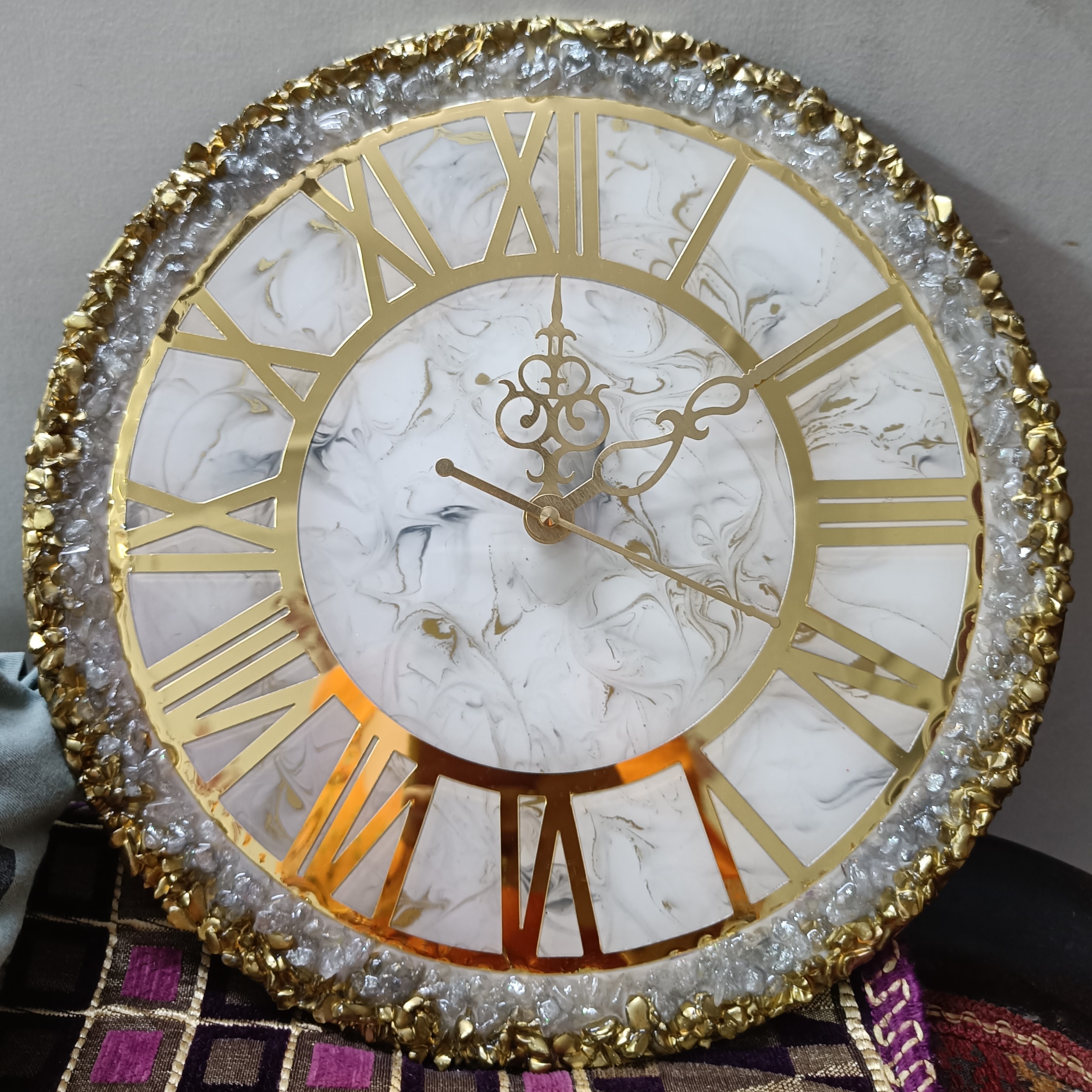 Marble Accent Resin Wall Clock