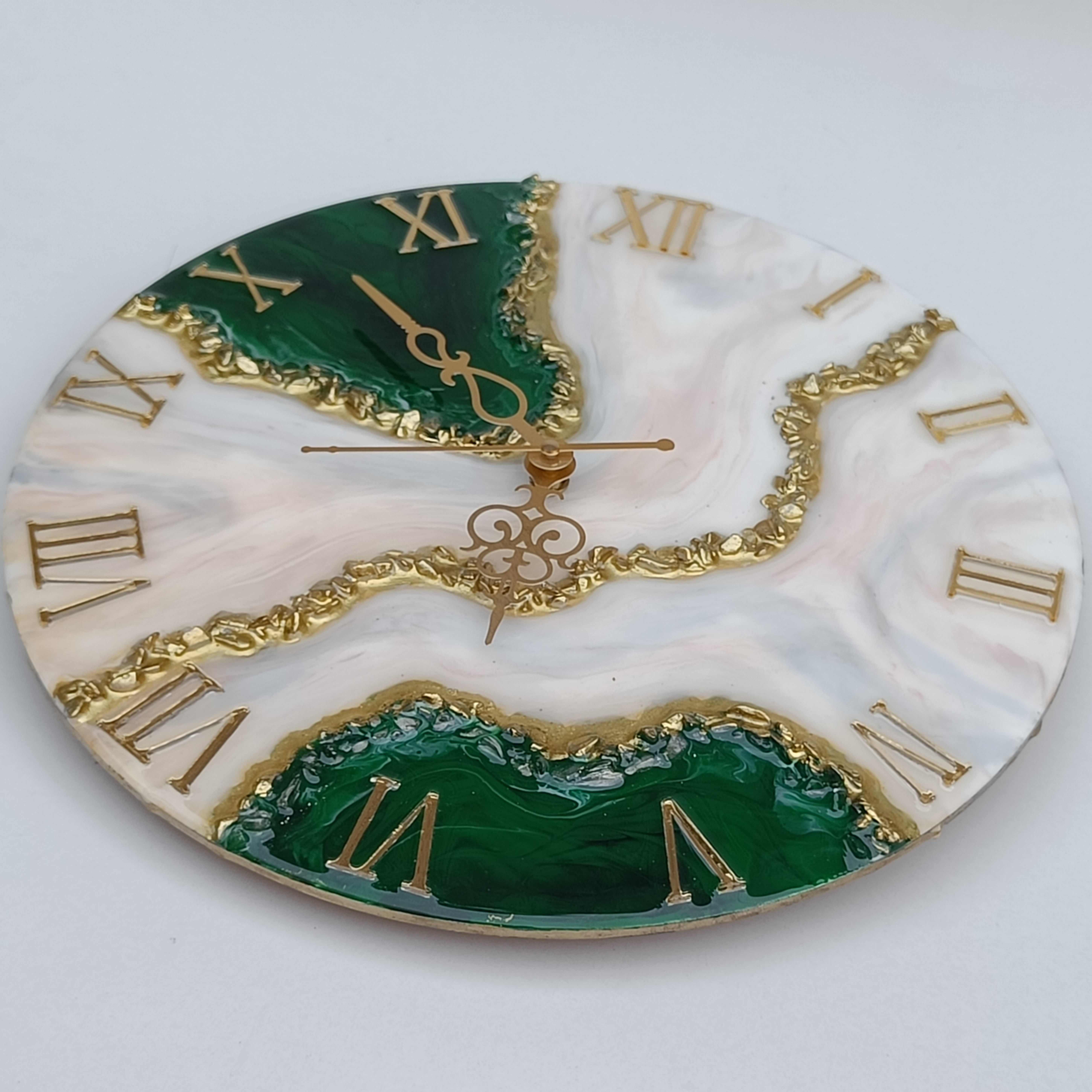 Green Geode Resin Wall Clock