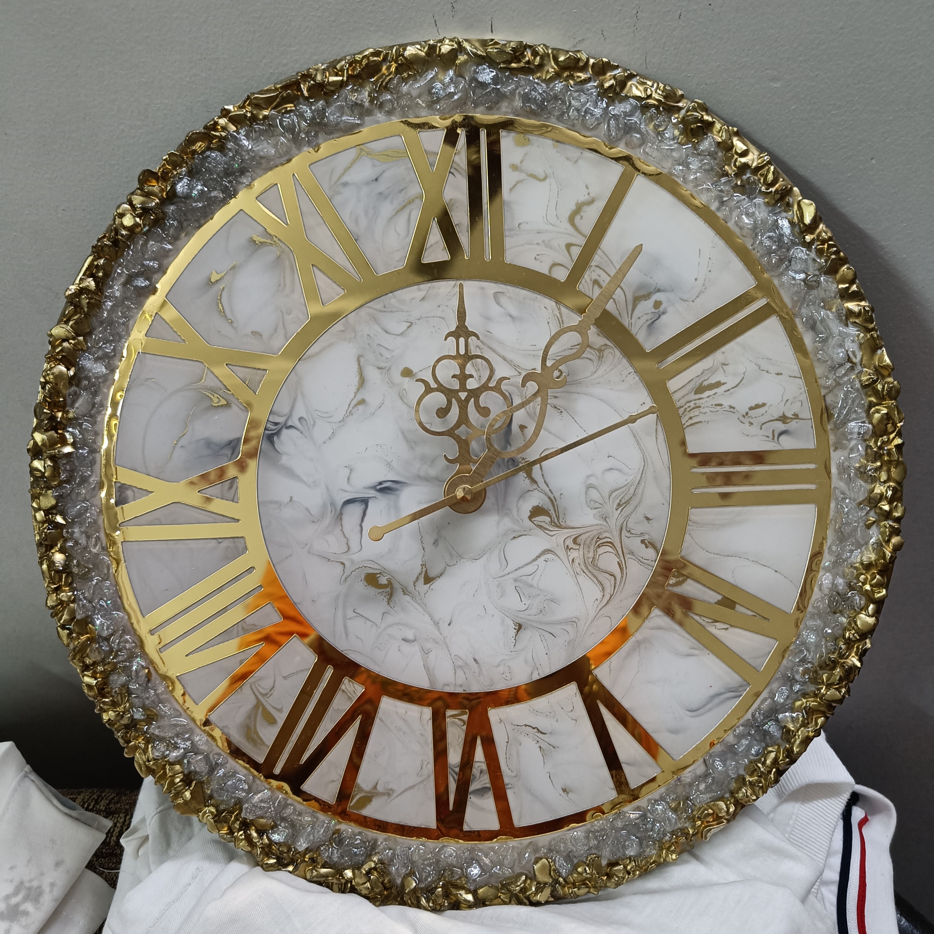 Marble Accent Resin Wall Clock