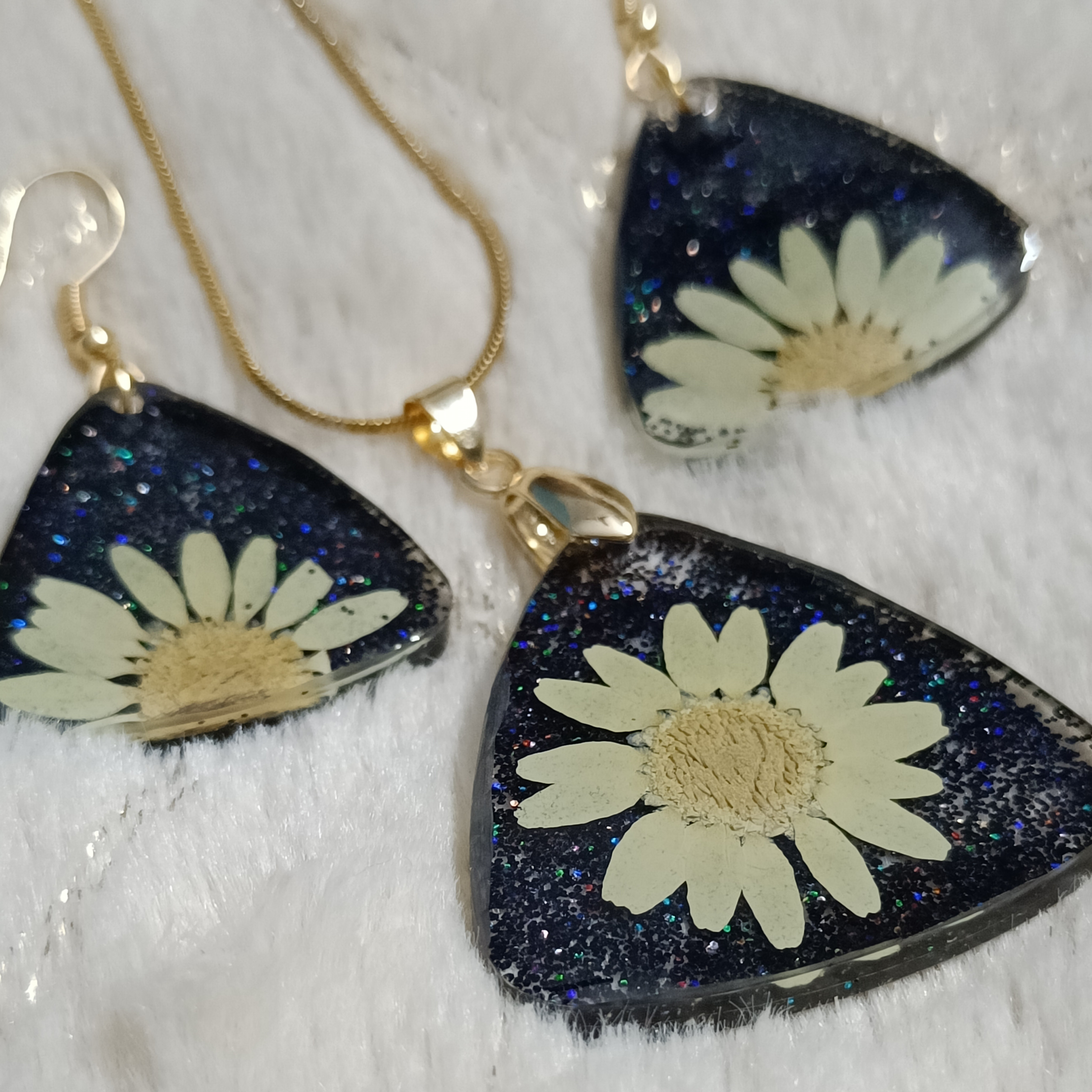 Handmade Flower Resin Jewelry Set