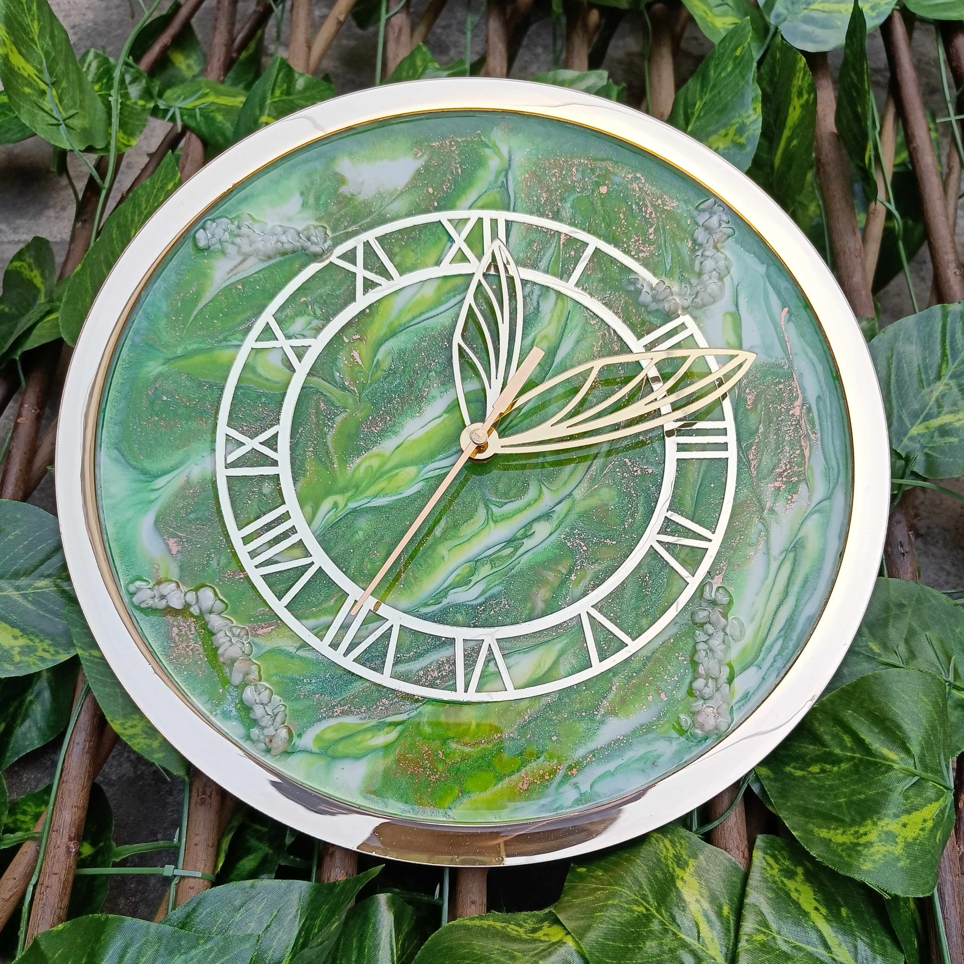 Green Marble Resin Wall Clock