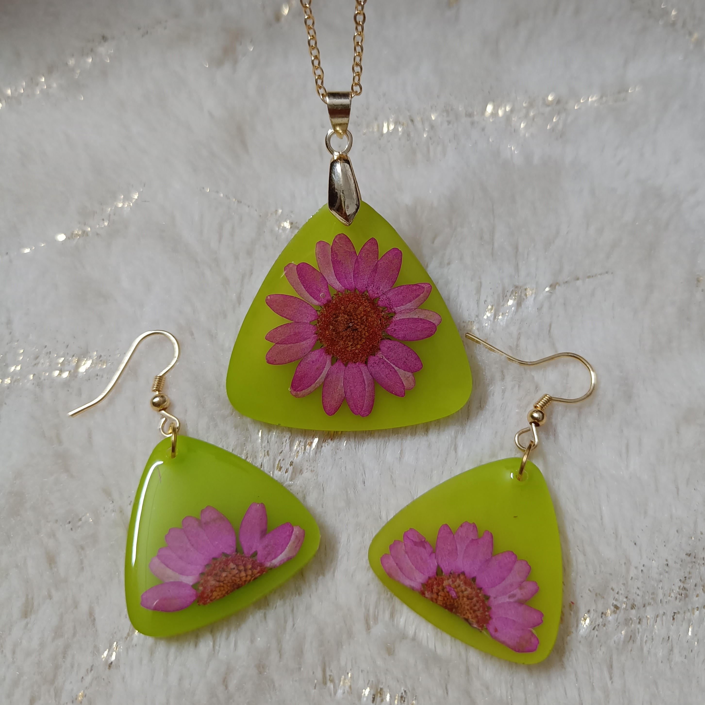 Handmade Flower Resin Jewelry Set