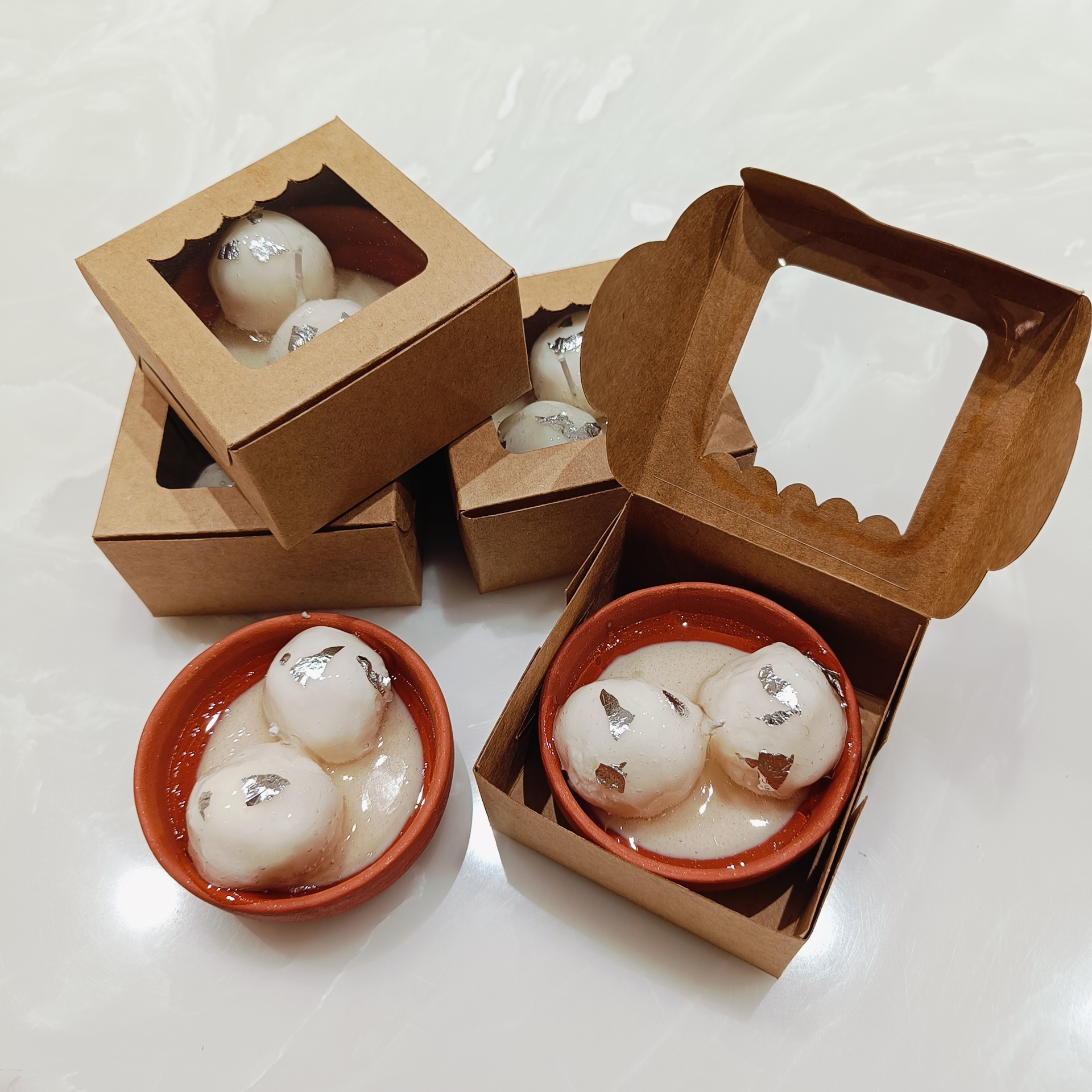 Rasgulla Candle in Terracotta Bowl 