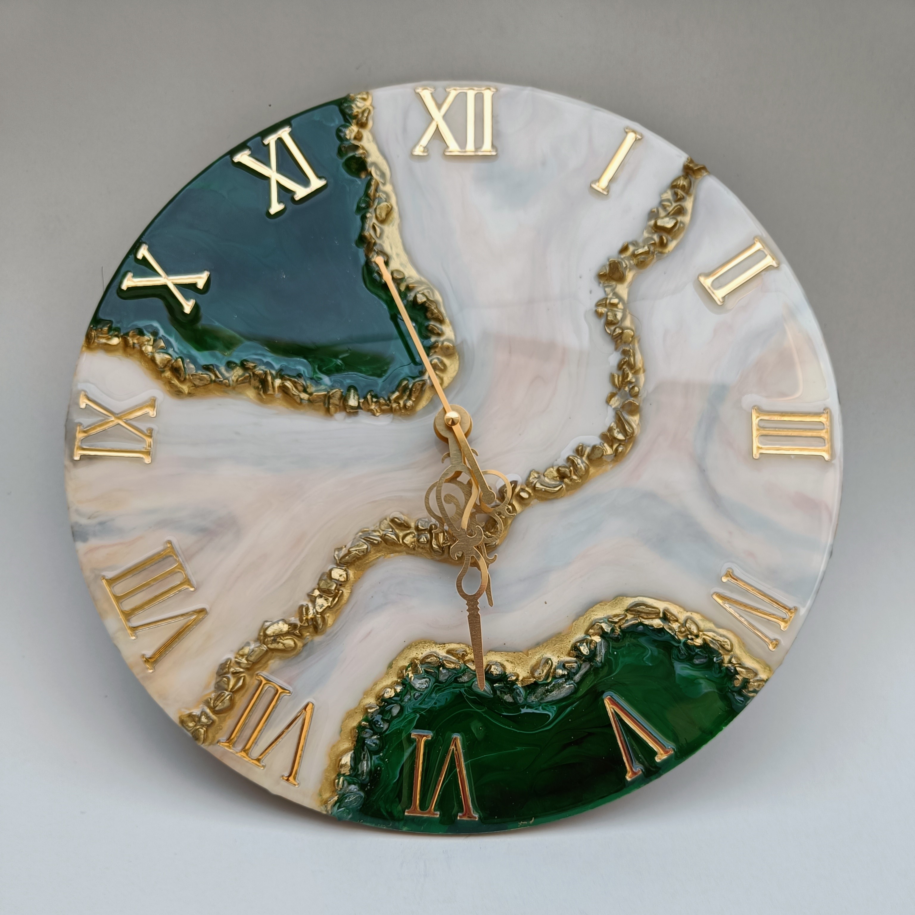 Green Geode Resin Wall Clock