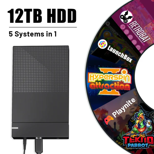 12TB Hyperspin 5IN1 Hard Drive - Launchbox, Retrobat, Playnite, Teknoparrot