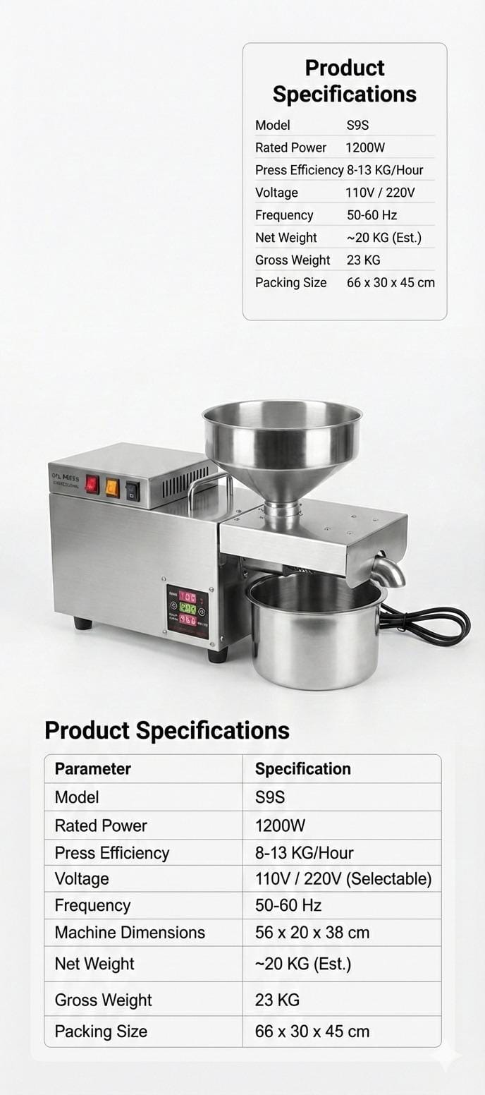 S9S Automatic Oil Press Machine | Hot & Cold Extractor