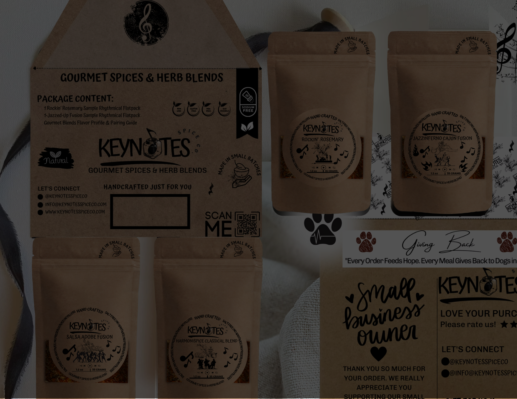 Keynotes Spice Co. Flatpack Bundle: Rockin’ Rosemary & JazzInferno Cajun Fusion — Gourmet Herb Blend