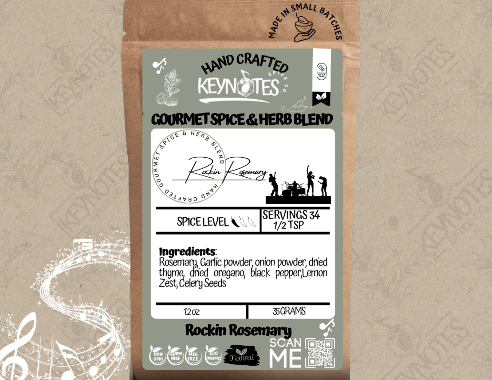 Keynotes Spice Co. Flatpack Bundle: Rockin’ Rosemary & JazzInferno Cajun Fusion — Gourmet Herb Blend