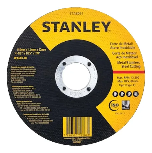 Disco de Corte Stanley 4.1/2"x7/8"