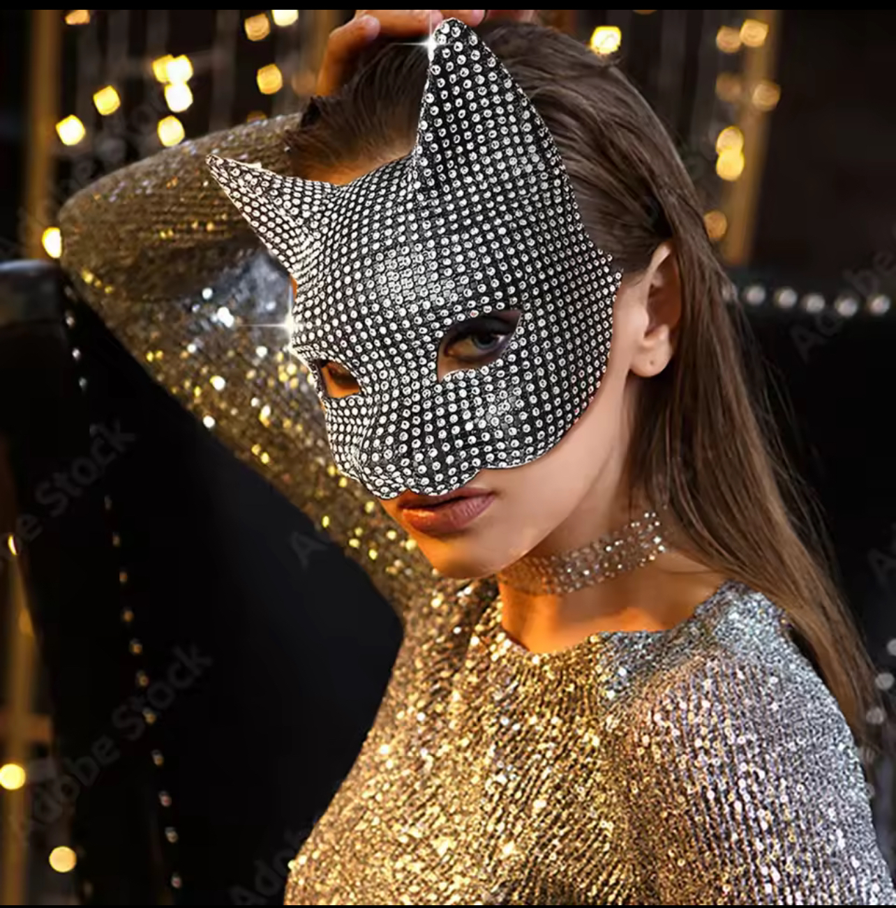 Sequin Cat Costume Mask