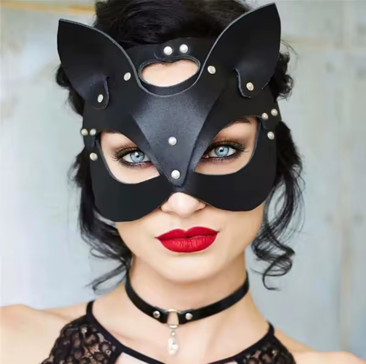 Half Face Cat Cosplay Mask Female