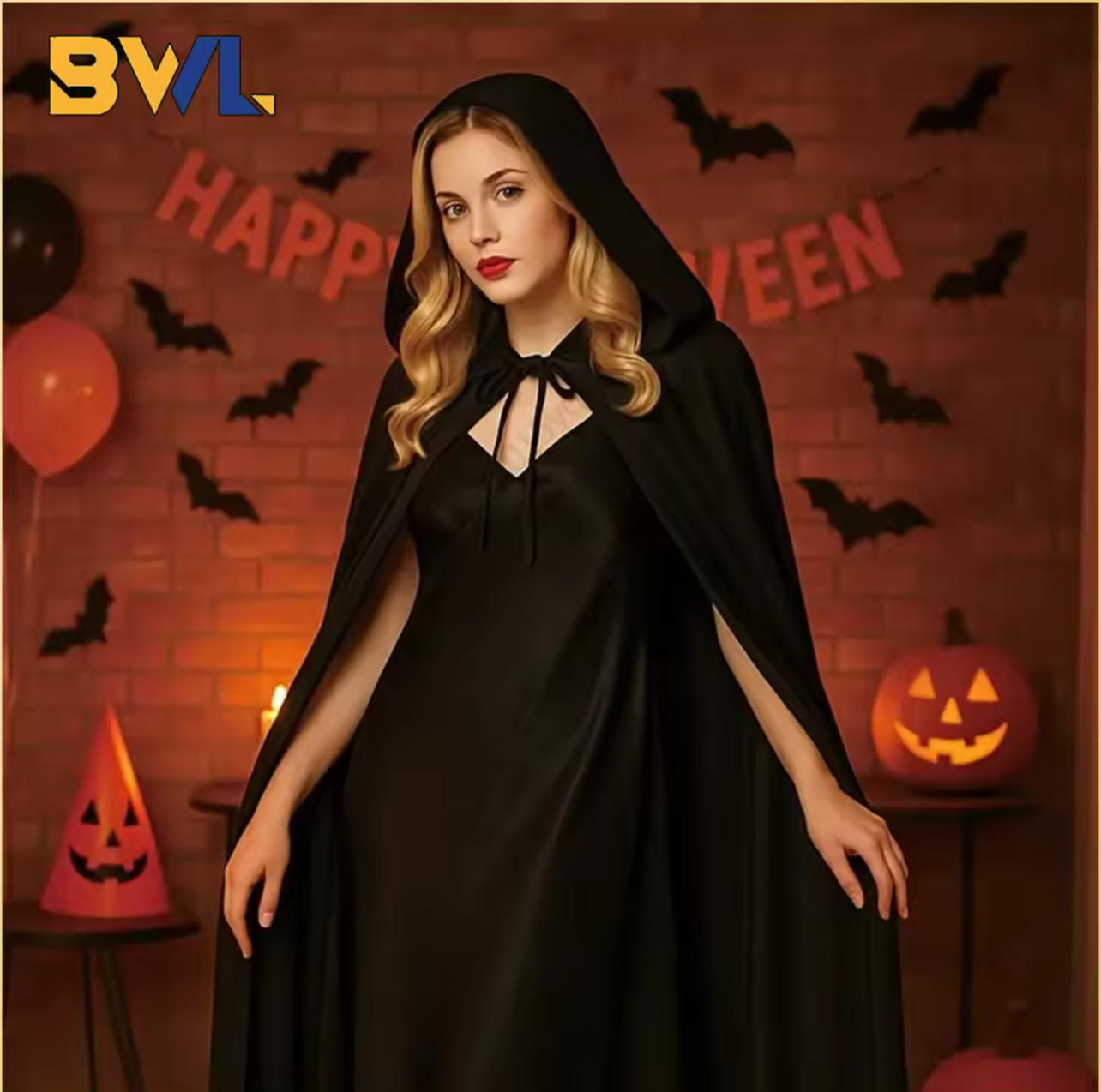 Black Hooded Halloween Cape