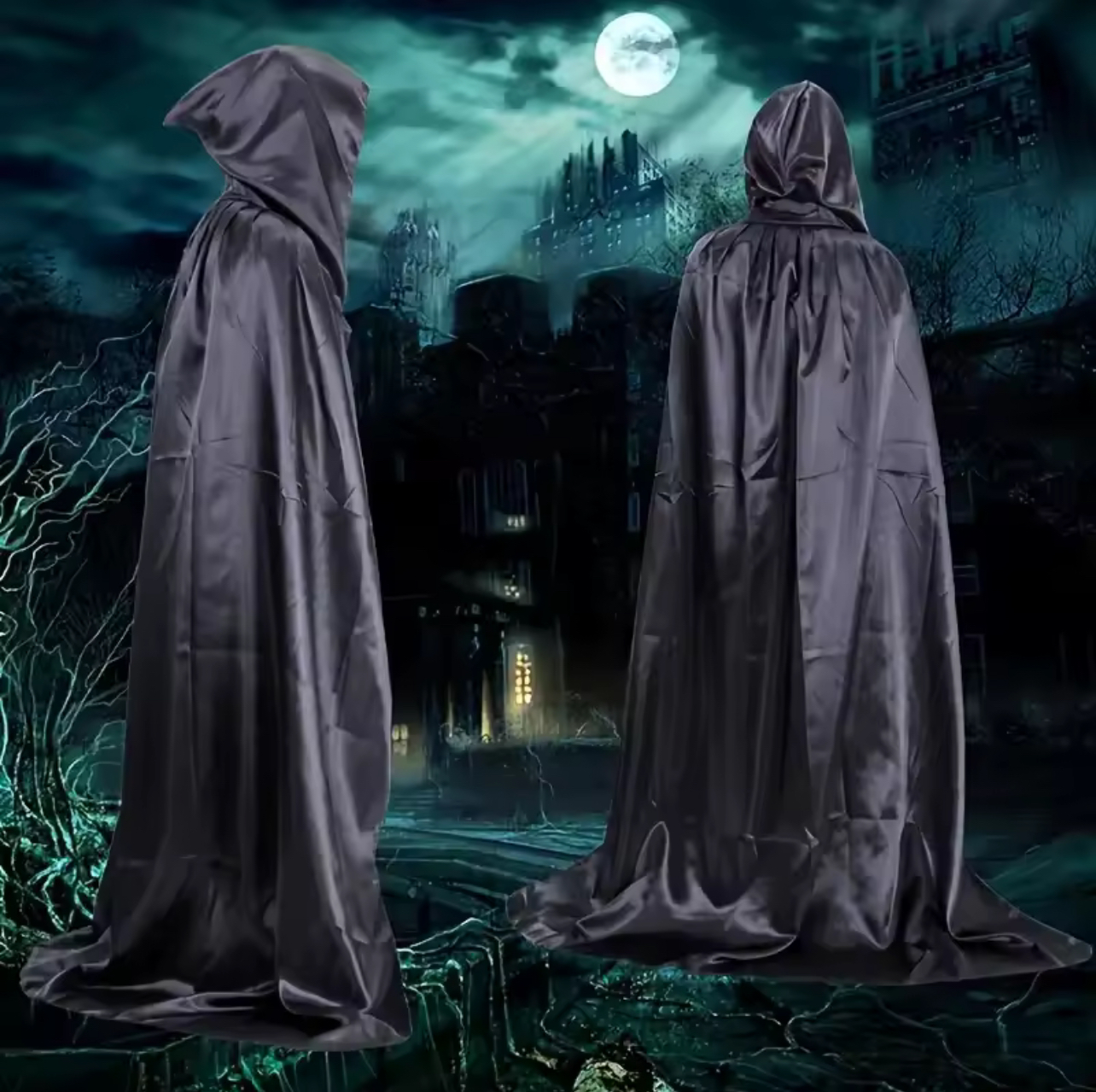 Black Hooded Halloween Cape