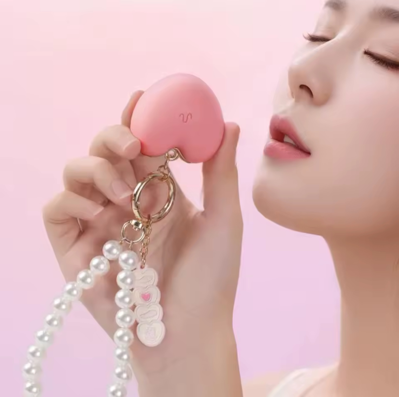 Pink Heart-Shaped Keychain