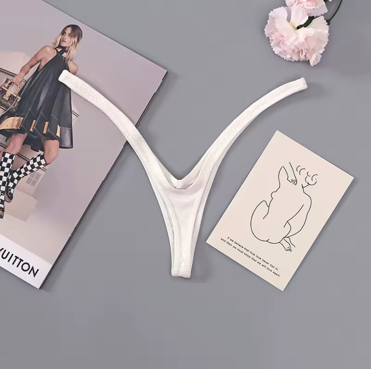 Red V-cut Thong Panties