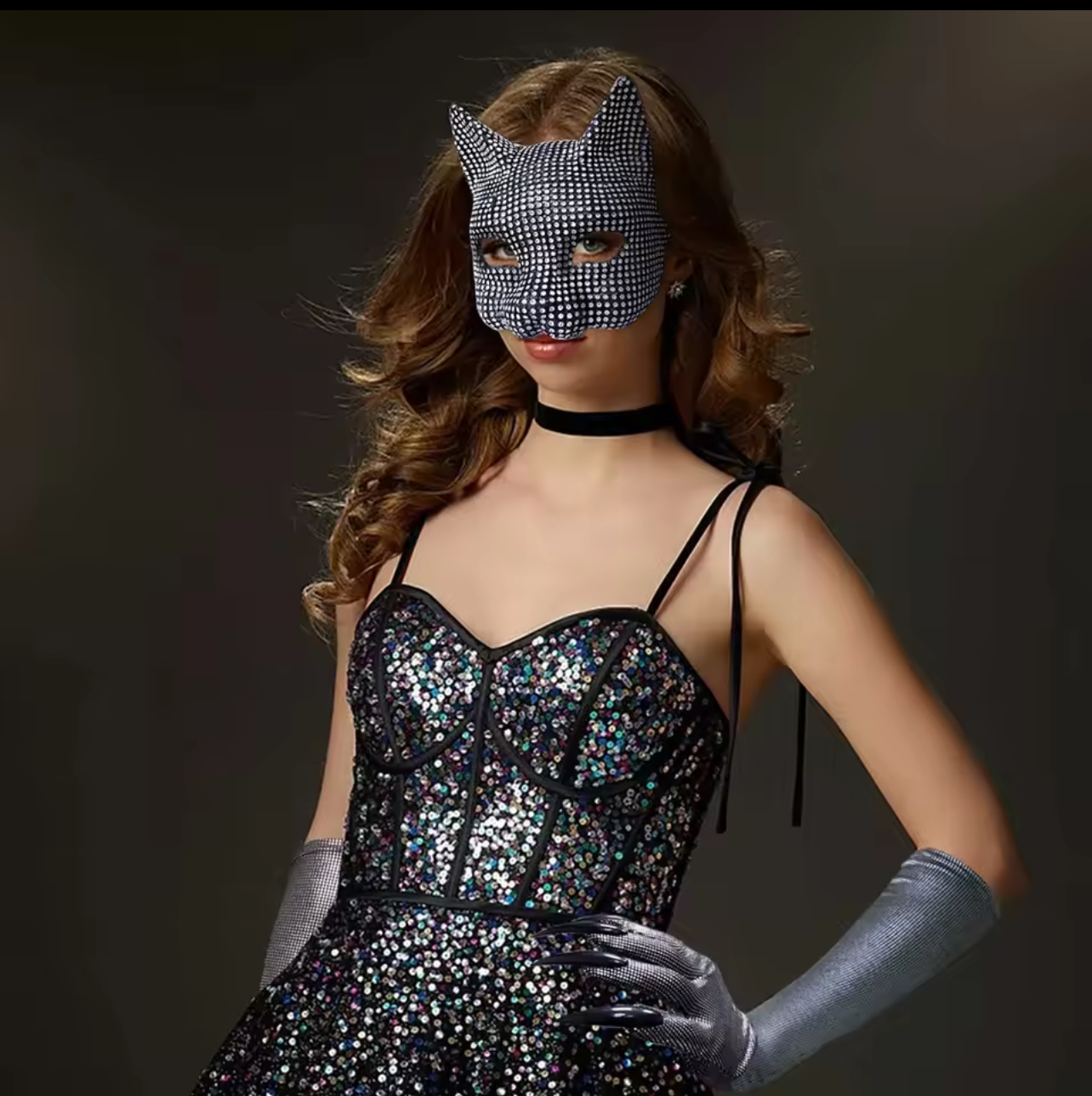 Sequin Cat Costume Mask