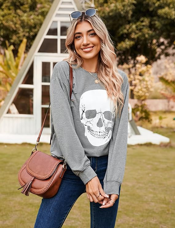 👻 Blooming Jelly Halloween Sweatshirts Skull Graphic T Shirts