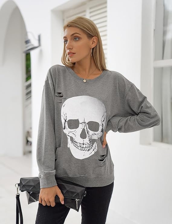 👻 Blooming Jelly Halloween Sweatshirts Skull Graphic T Shirts