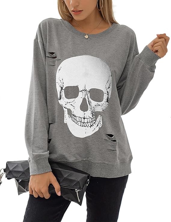 👻 Blooming Jelly Halloween Sweatshirts Skull Graphic T Shirts