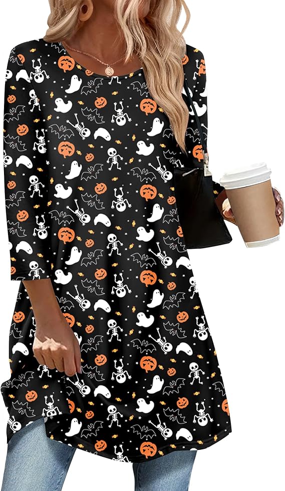 Halloween Print Long Sleeve Dress