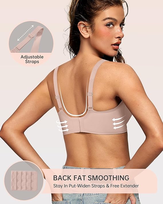 OEAK Womens Deep V Bras Wireless Comfortable Bra 