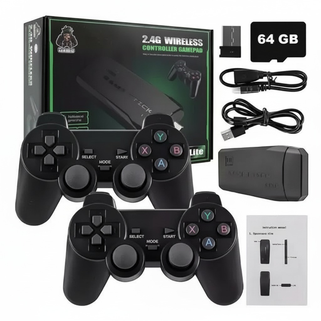consola game stick lite 4k juegos retro + 2 controles inalámbricos