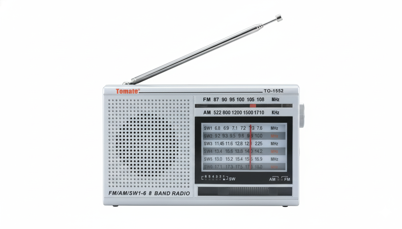 Radio Portátil Tomate TO-1552 AM/FM/SW de 8 Bandas