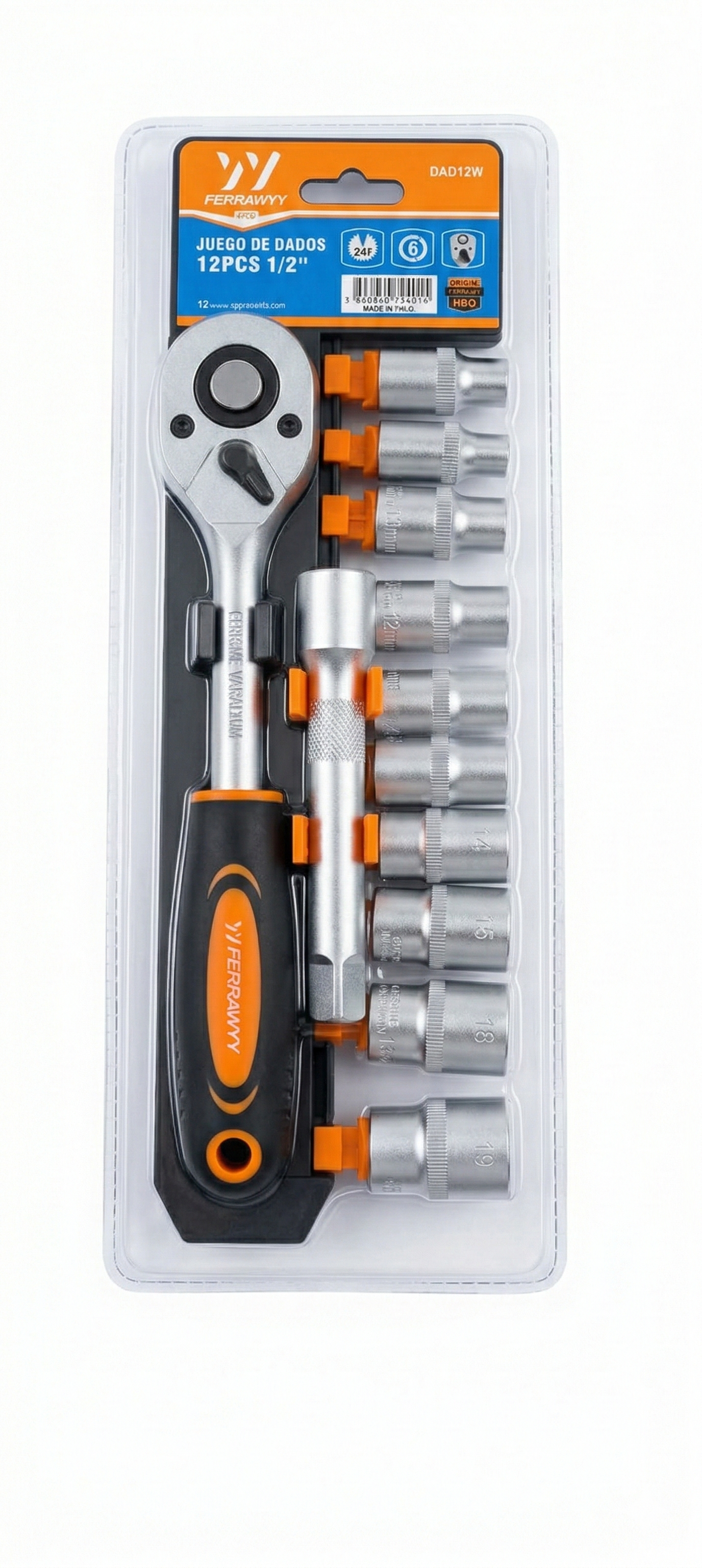 Set Tubos Llave Crique 1 / 2 Pulgada 12 Piezas Cromo Vanadio