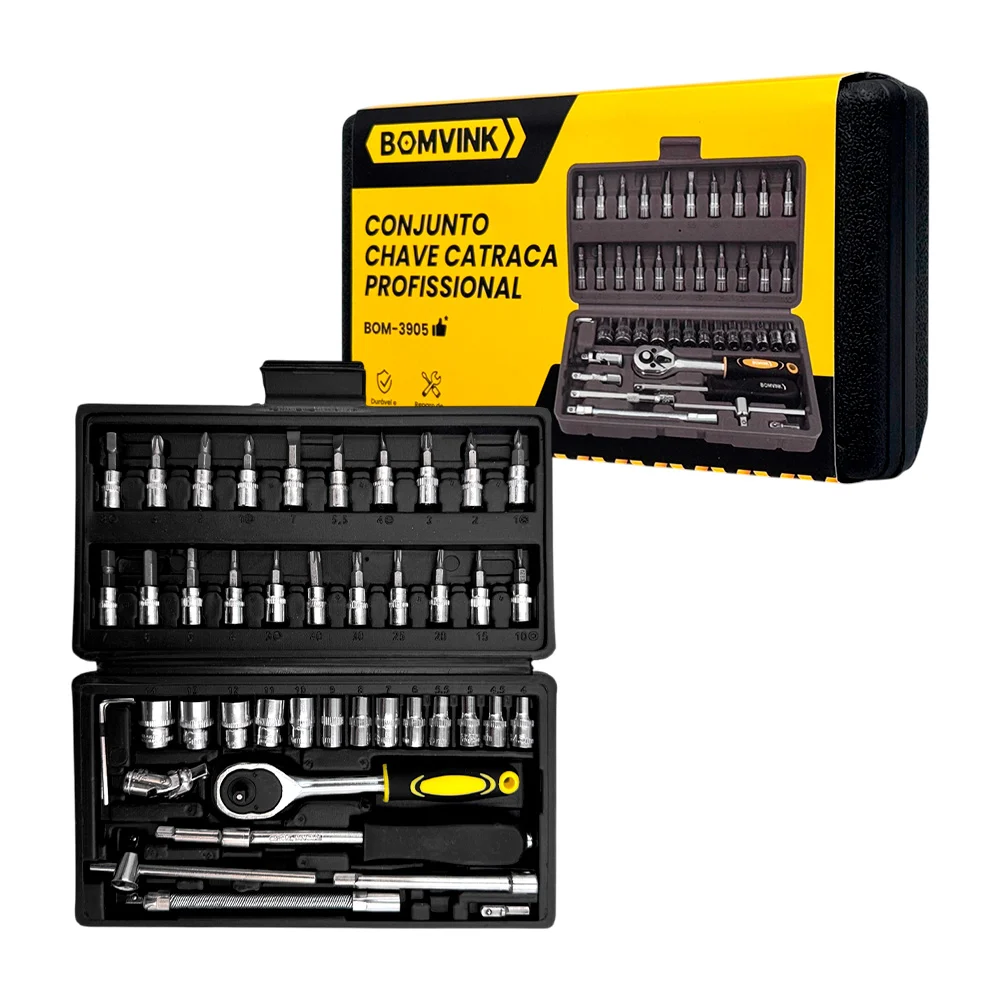 Set Profesional de Llaves de Trinquete 1/4" BOMVINK - 46 Piezas con Maletín - BOM5004