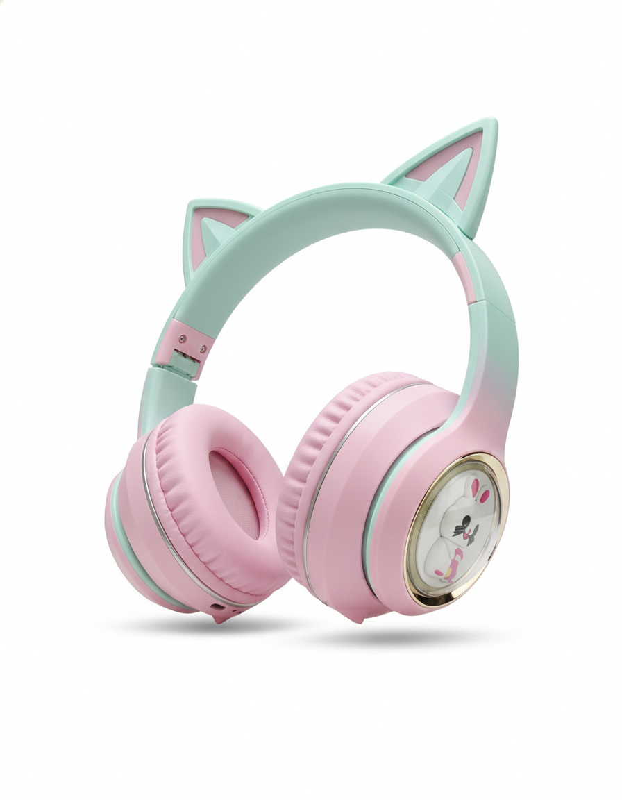 Audífonos Inalámbricos KNUP KP-Y9102BT (Orejas de Gato) - Bluetooth V5.4, Micrófono con Reducción de Ruido