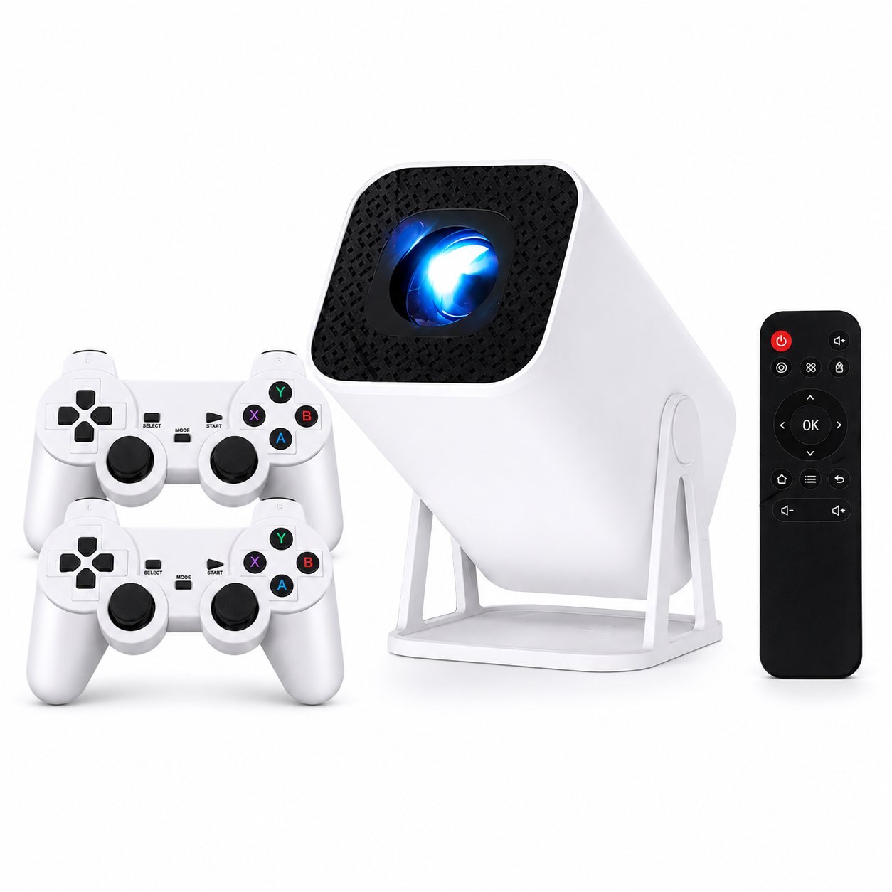 Proyector Android 4K Tomate MPR-20864GB + 2 Joysticks | WiFi 6 | 180° | Enfoque Ultracorto