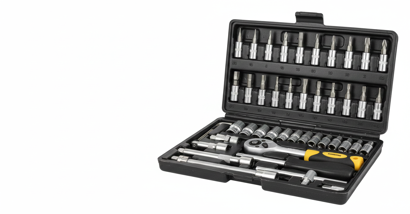 Set Profesional de Llaves de Trinquete 1/4" BOMVINK - 46 Piezas con Maletín - BOM5004