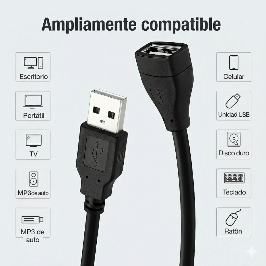 Cable Usb 2.0 Alargue Macho A Hembra 1.5 Metros 24 Awg Csa Awm 1/11 Alta Calidad Gk Exc-01