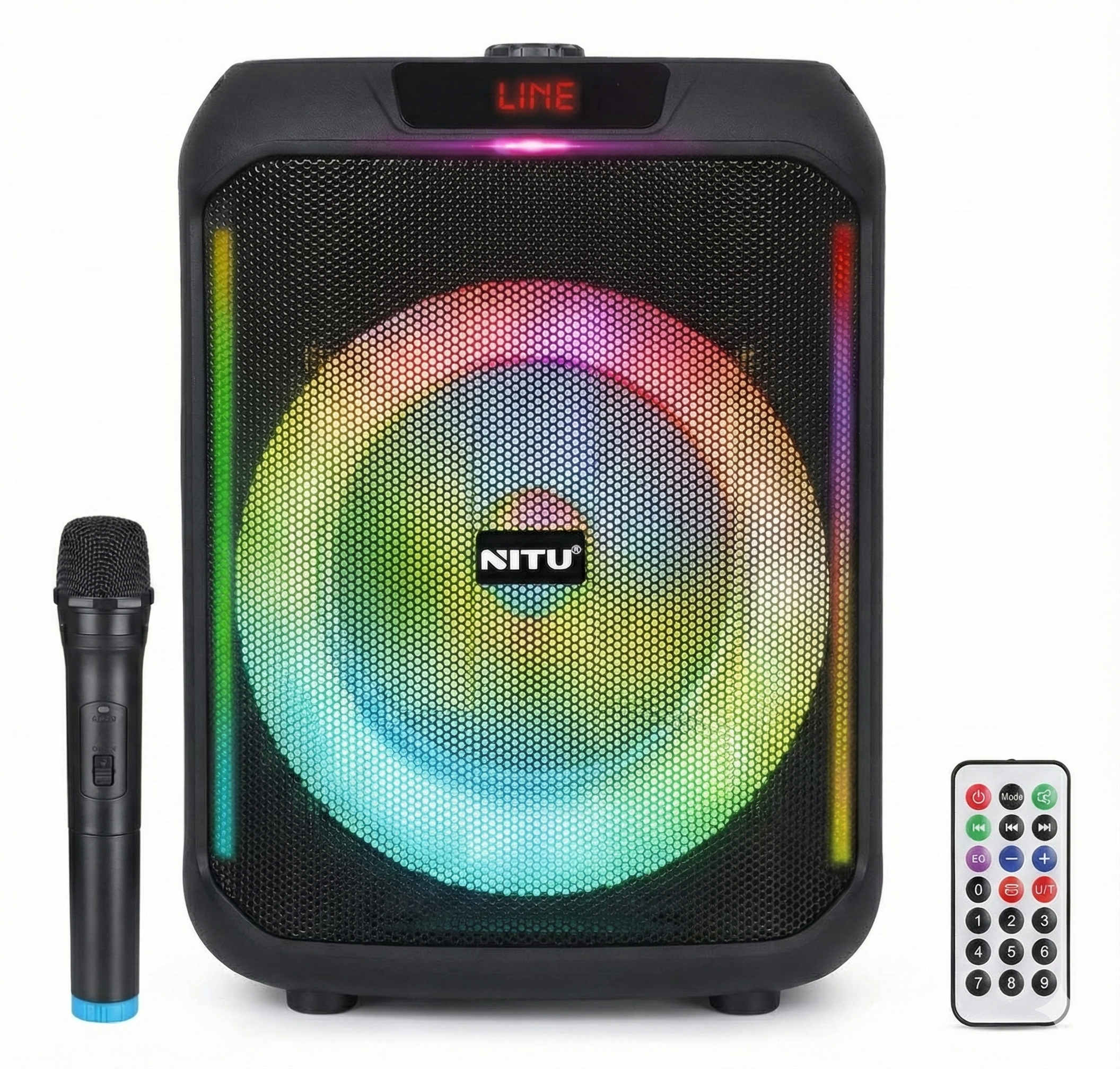 Parlante Portátil NITU NT-882 | 8 Pulgadas, Bluetooth 5.0, Luces RGB + Micrófono Inalámbrico