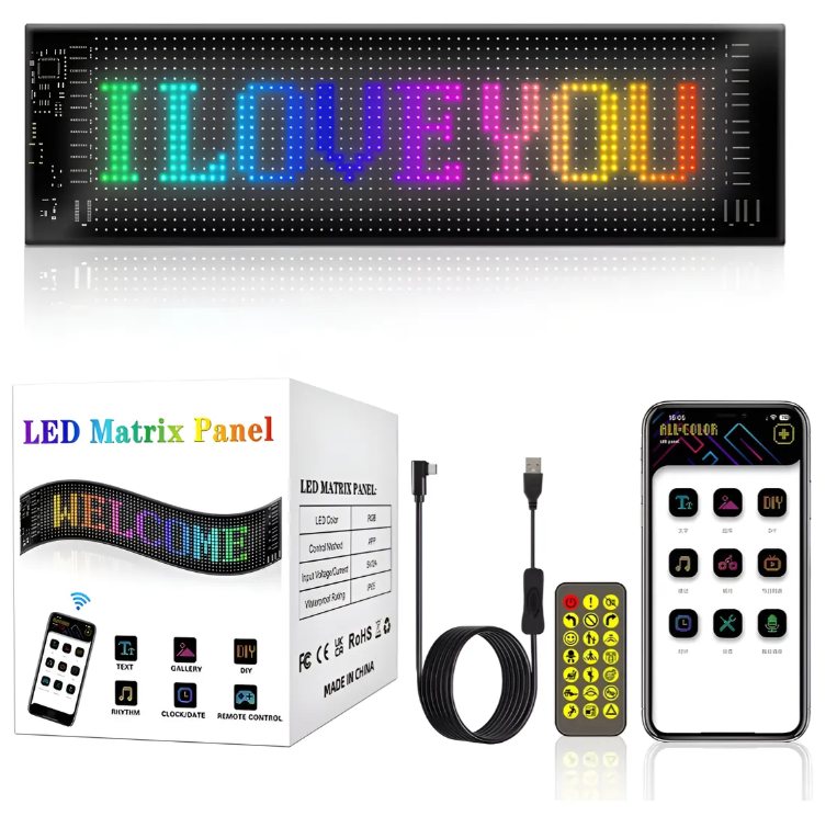 Cartel Led 10cmx35cm Luminoso Programable Auto Local Moto