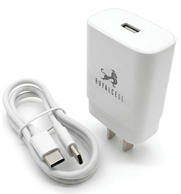 Cargador Rápido USB PD Royalcell de 55W (Modelo RC9006000B) con Cable Tipo-C