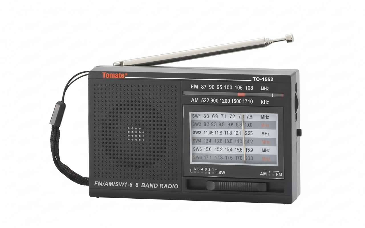 Radio Portátil Tomate TO-1552 AM/FM/SW de 8 Bandas